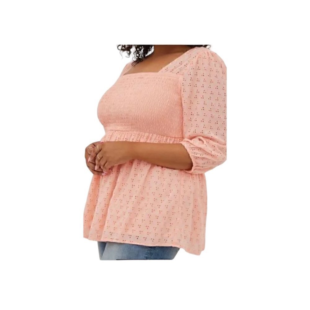 Women's Torrid Orange / Peach Smocked Babydoll Top, Blouse, 00, 10, M /L